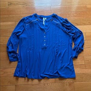 Women’s Royal Blue Button-Front Blouse